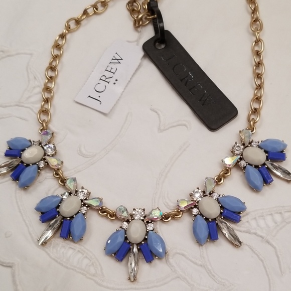 J. Crew Factory Jewelry - J Crew blue and rhinestone statement necklace